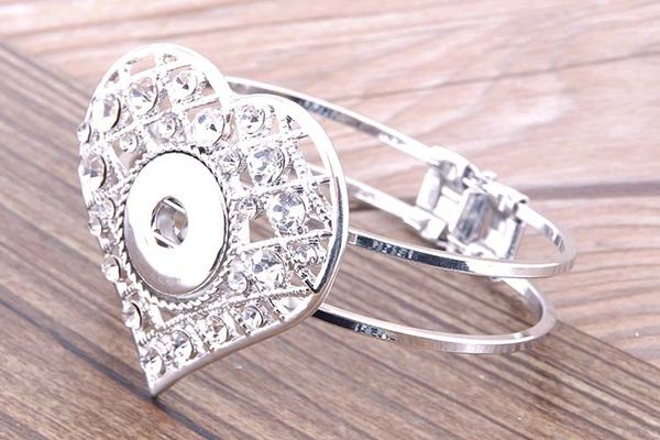 

crystal heart dirty silver plated bracelet diy button women bracelet, Black