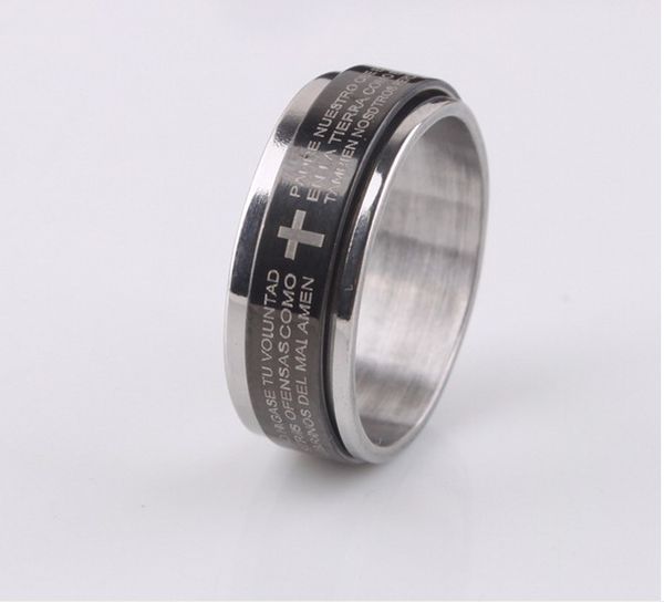 

sale by bulk, 36pcs/box, titanium steel turning ring, bible carving, mix size:5-13, and high quality, Golden;silver