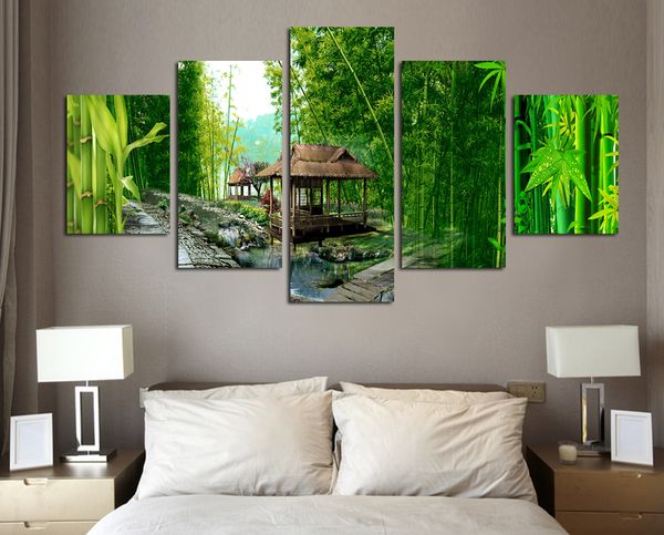 

новые горячие печати картины маслом бамбука пейзаж картина холст картины на стене картины для гостиной декор без рамы