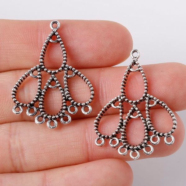 

2pcs 23x32mm zinc alloy antique silver water drop porous diy charms pendants jewelry making diy, Bronze;silver