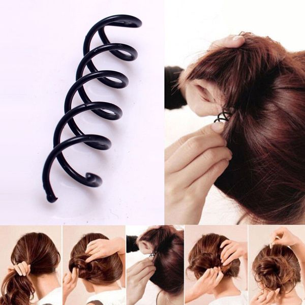 Rotação de parafuso em espiral Pin cabelo Clipe Hairpin torcer barrete preto acessórios de cabelo placa feita Tools B mágicos 1000pcs SCROO Cabelo nupcial Styling