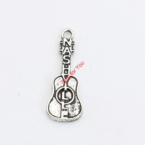 

30pcs tibetan silver plated guitar music charms pendant bracelets necklace jewelry making accessories diy 28x10mm, Bronze;silver