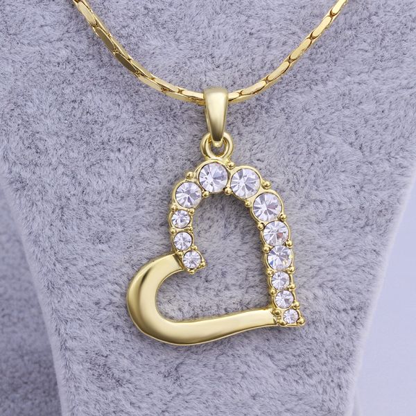 

Бесплатная доставка бренд рождественский подарок новый 24k 18k желтое золото сердца кулон ожерелья ювелирных GN512 способа драгоценный кристалл ожерелье