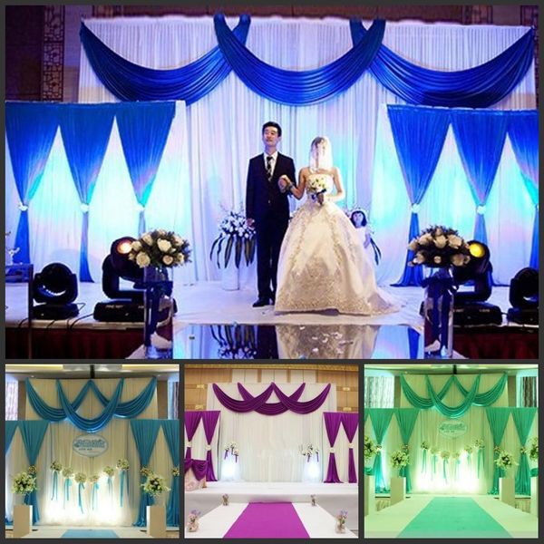 3 4m Wedding Party Ice Silk Fabric Drapery White Blue Color With
