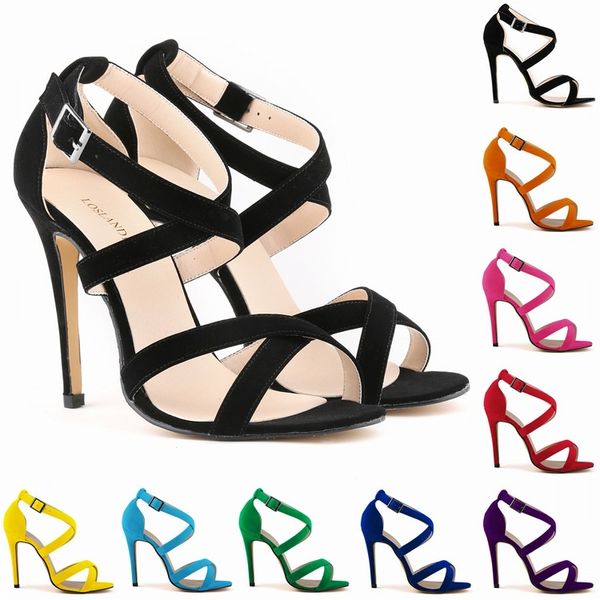 

ladies women shoes girls party toe bridal patent flock high heels shoes suede sandals us size 4-11 d0022, Black