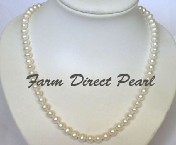 

fine pearls jewelry 24" inch long 100% genuine natural 7-8mm white pearl strand necklace cultured freshwater, Black