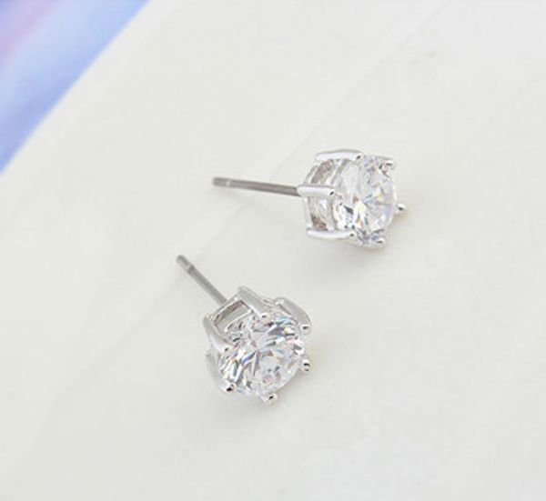 

stud earrings fashion women brief platinum plated 6mm cubic zirconia earrings jewelry, Golden;silver