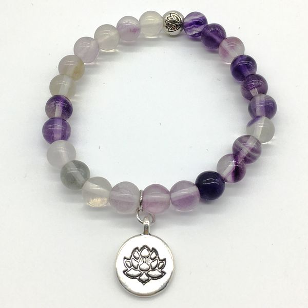 SN1187 Braccialetto di yoga da donna di vendita calda Braccialetto di fascino di loto di fluorite Braccialetto di equilibrio meditativo della ragazza Miglior regalo per lei