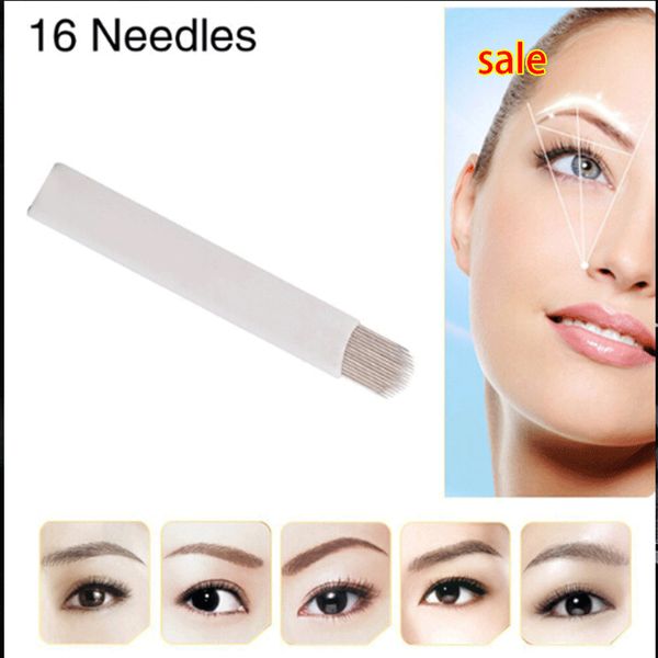 

16 pins u shape flex microblading eyebrow tattoo curved blades permanent makeup needles for 3d embroidery manual pen 50pcs