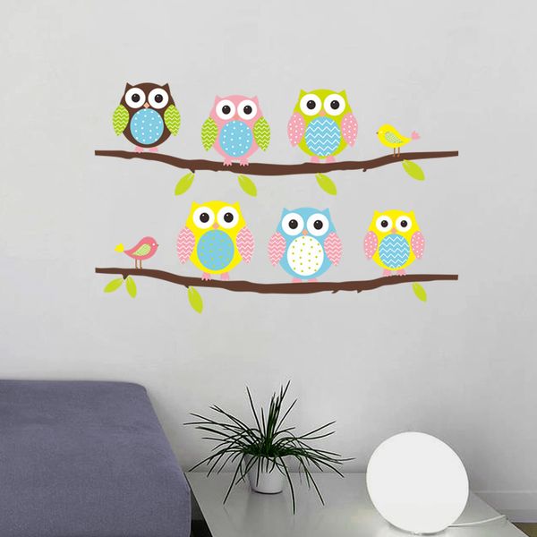 

christmas gift owl cartoon wall sticker pvc children room home decor art removable wallpaper