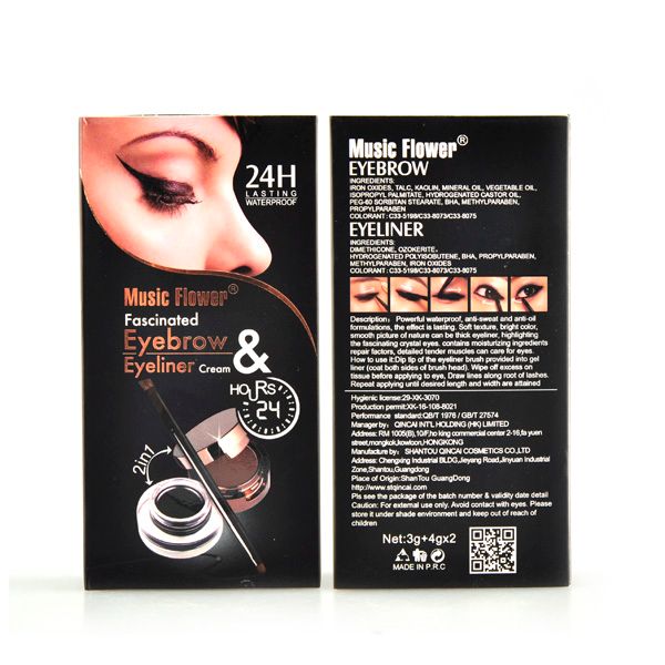 

musicflower 2 colors/set waterproof eye liner eyeliner cream+eyebrow powder black + brown 2 colors/set
