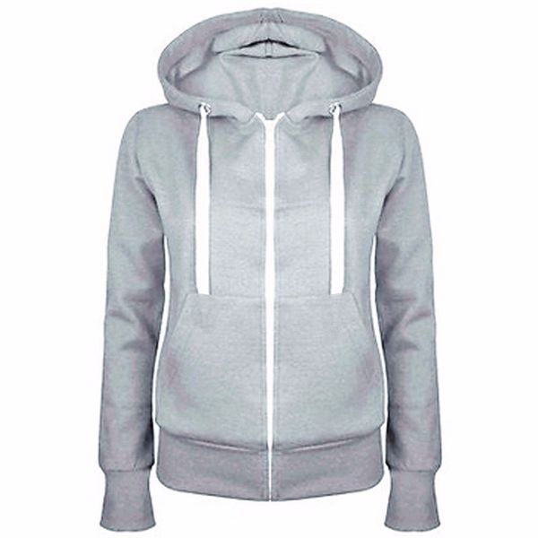 Ladies Plain Zip Up Fleece Hoody Women Sweatshirt Coat Jacket Top Hoodies T