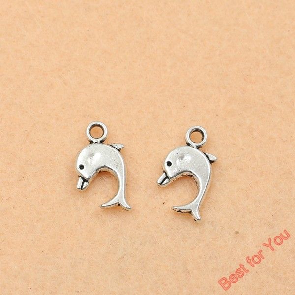 

100pcs antique silver tone dolphin charms pendants fashion jewelry diy jewelry making handmade 13x9mm jewelry making, Bronze;silver