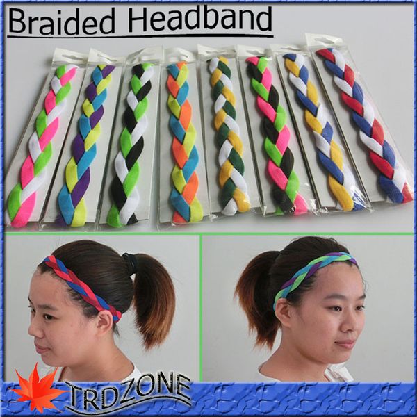 

new braided mini hair bands head style stretch headband non slip sports softball headbands dhl, Silver