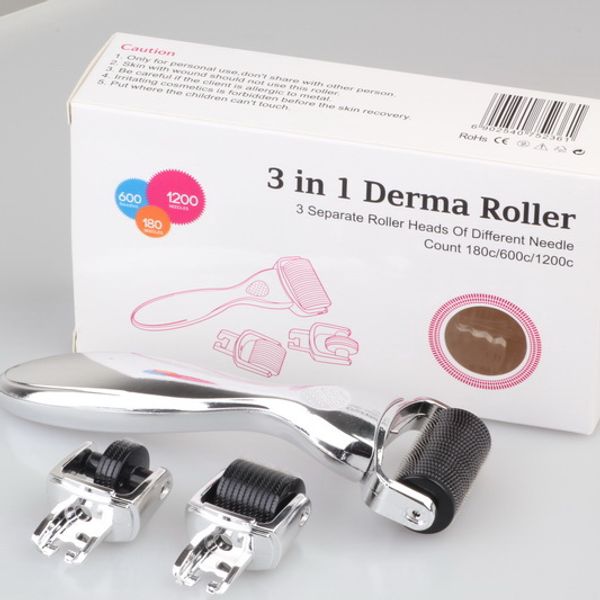 

3 in 1 micro derma roller titanium 180/600/1200(0.5-1.5mm) needles skin care kit