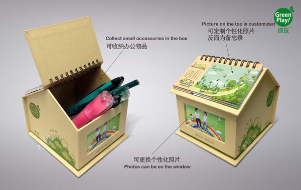 2019 Kraft Paper Desk Organizer With Green Design Printed Office