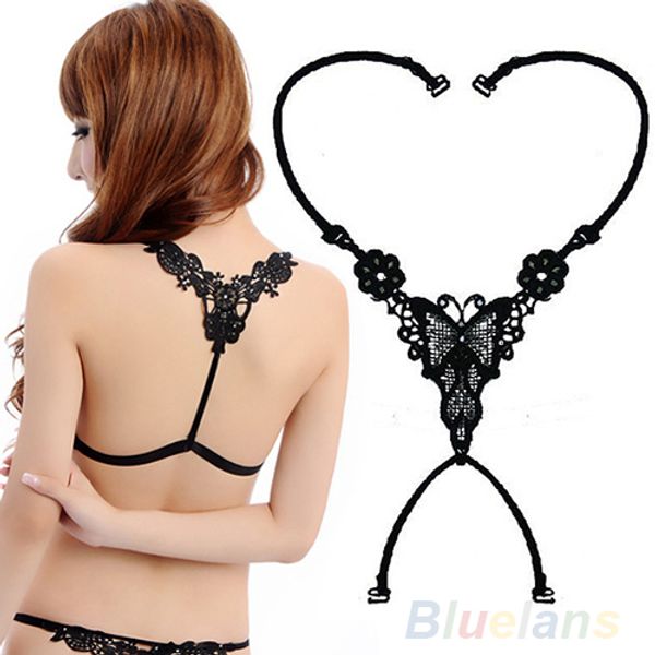 

wholesale-fashion women underwear butterfly rhinestone black bra shoulder cross straps 729w, Black;white