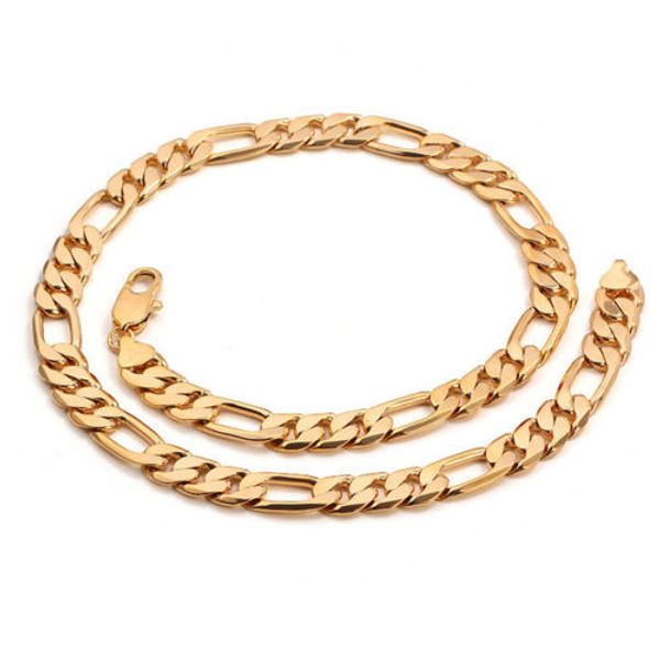 Coole Herren-Halskette mit 18 Karat vergoldeter flacher kubanischer Gliederkette und schwerem Bordsteinschmuck