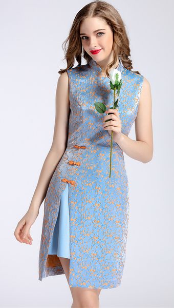 

embroidery women sheath dress split dresses 0416041, Black;gray