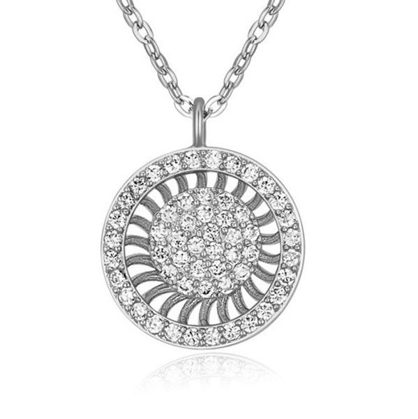 

necklace pendants fashion women luxury exquisite 18k gold plated zircon circle clavicle chain necklace jewelry wholesale tn073, Silver
