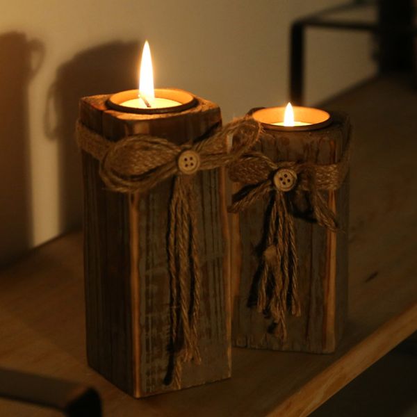 

1Pc New Retro Wooden Candle Holder On Trend Home Decorate Candlesticks Gifts