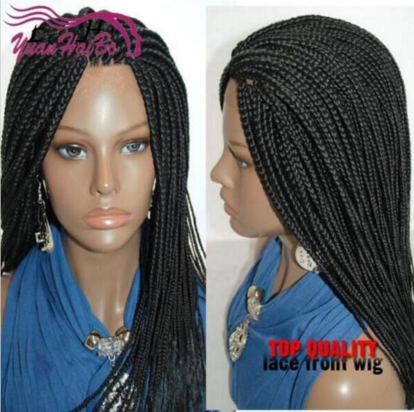 Synthetic Black Braiding Hair Lace Front Wigs Full Hand Braided