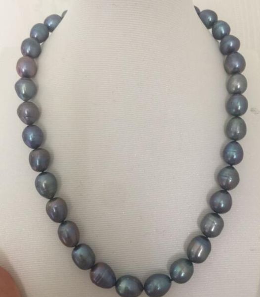 

buy pearls jewelry stunning 12-13mm tahitian baroque black blue red pearl necklace 18inch 14k, Silver