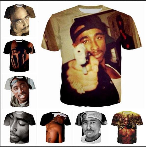 

fashion clothing hip hop tupac 2pac casual t-shirt women men 3d t-shirt harajuku t shirt summer style 2017.8.13.010, White;black