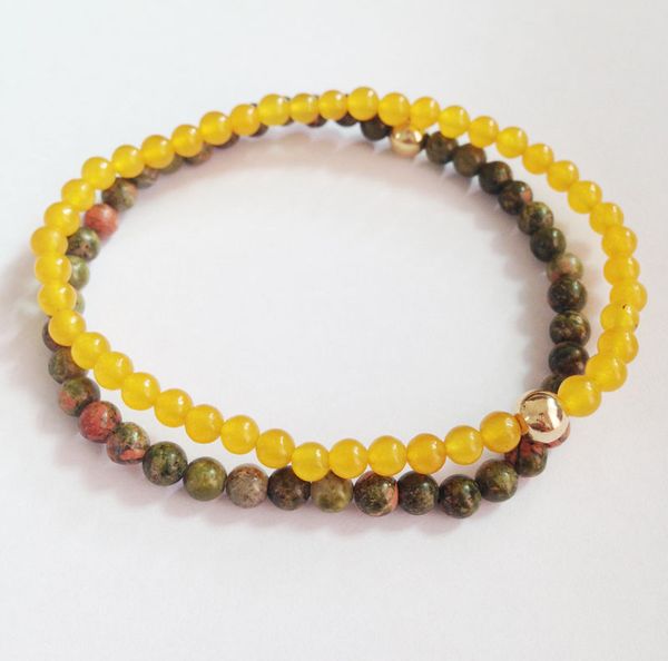 SN0145 Schmucktyp Perlen Seed Loose Beads Material Armband-Set Herren-Armband aus Unakit und gelbem Stein