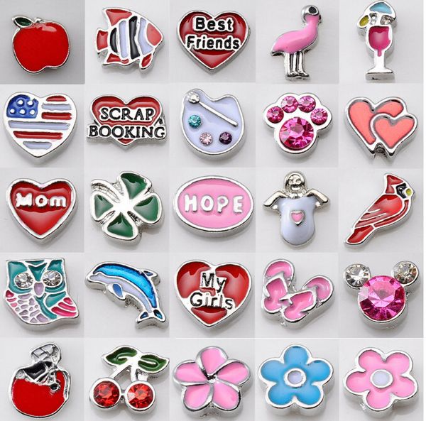 

100pcs floating locket charms mix 129 style floating locket charms for glass memory living floating locket pendant chirstmas gift 2016 style, Bronze;silver