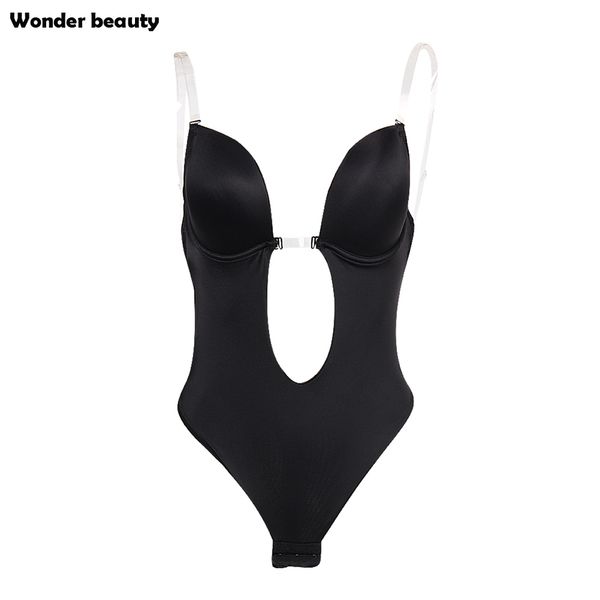 

wholesale- yumdo body shaper women sleep bodysuit 3/4 cup padded undwire bra tummy slim underbust corset bodysuit, Black;white