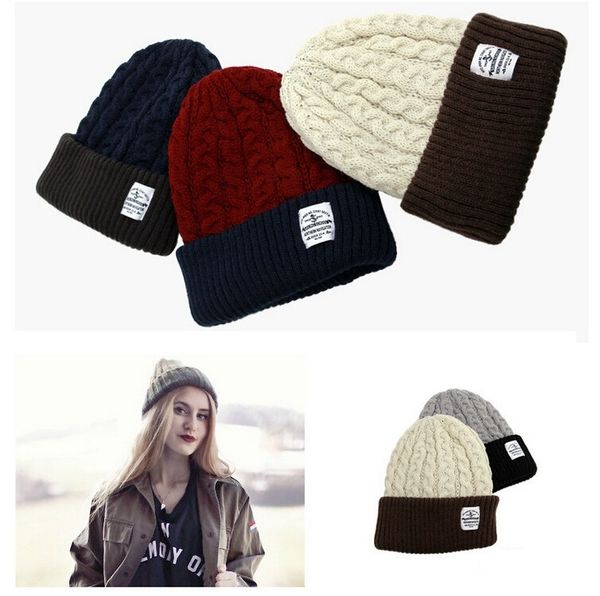 

fashion women men caps embroidery knitted beanies winter gorro bonnet sports cap casual stiching hip hop slouch skull caps, Blue;gray
