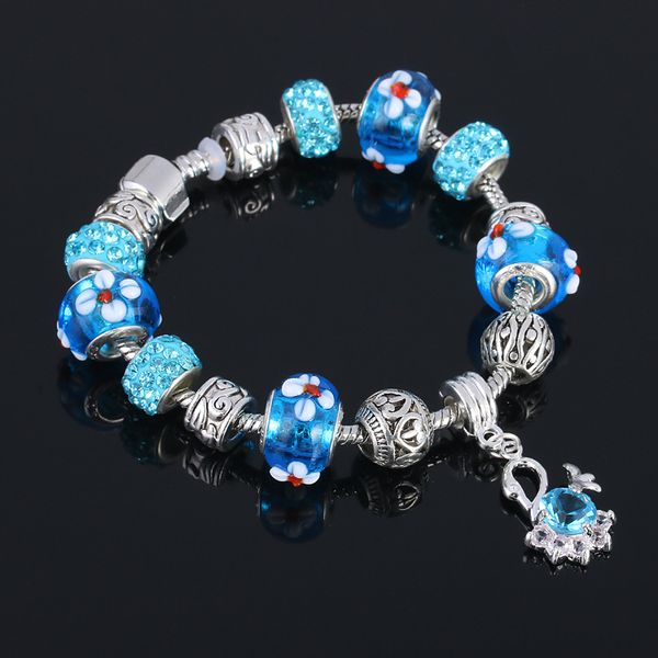 

colorful glass beads bracelet glaze bead bangle diy creative crystal natural stone beads flower bracelets jewelry 7 colors dhl shipping, Black