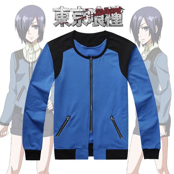 

wholesale-anime tokyo ghoul touka kirishima cosplay costume hoodie jacket coat clothes blue, Black;red