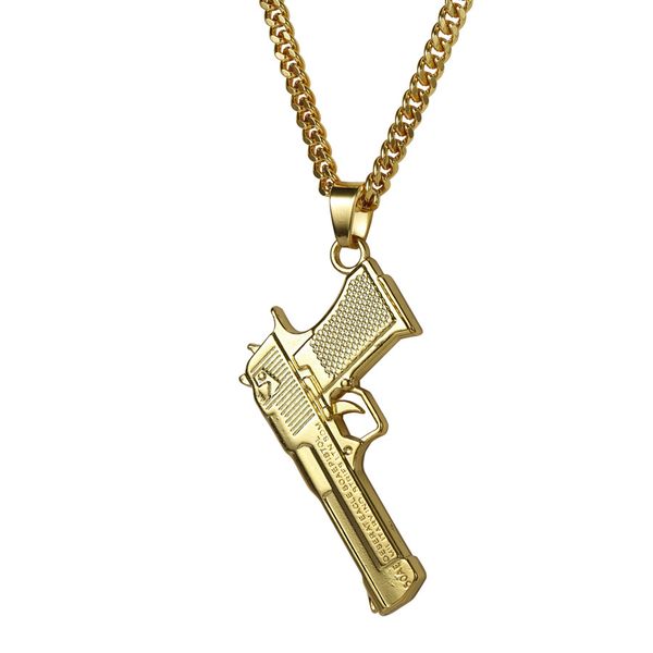 

star with the same pistol modeling necklace environmental die - casting texture thick gold - color plating men and women long paragraph jewe, Silver