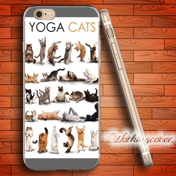 

capa yoga cats kittens soft clear tpu case for iphone 6 6s 7 plus 5s se 5 5c 4s 4 case silicone cover