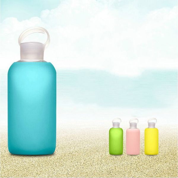 Acheter Bkr Verre Bouteille Design Silicone Cover Bonbons Couleur Tissu Poche Verre Bouteille Deau Bouteilles Deau Sport Gelée De 613 Du