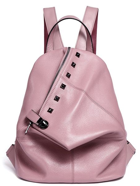 

Fa hion genuine leather backpack rivet women bag preppy tyle backpack girl chool bag zipper large women 039 backpack