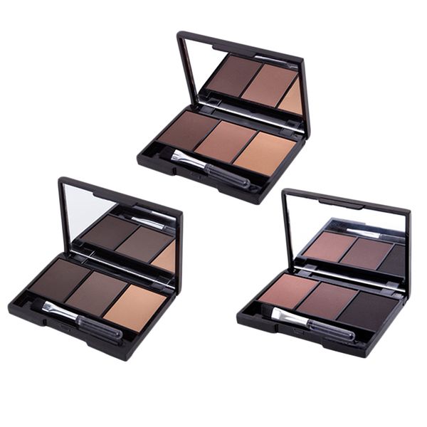 

wholesale- professional 3 color eyebrow powder palette cosmetic makeup shading brush mirror box brow 2016 brush eye shadow eye brow