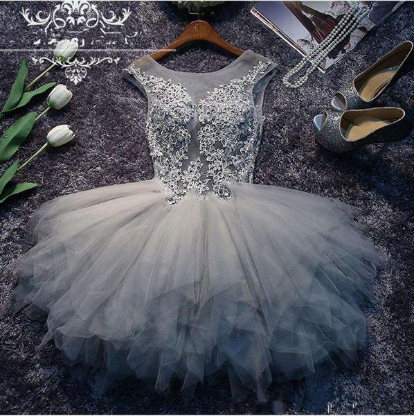 

2017 new sheer crew neck tulle mini a line homecoming dresses lace beaded stones ruffles backless party graduation cocktail dresses, Blue;pink