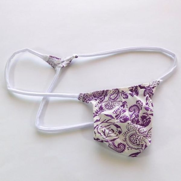 

mens thong bulge pouch t-back small triangle back g450k cotton poly paisley flower fabric new style fashion, Black;brown