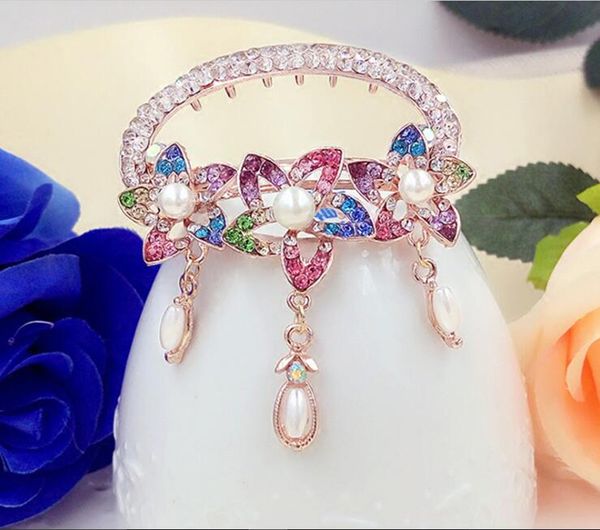 

korean version of the new spring hair clip tassel pearls tail hairpin small cross hair clip jewelry, Slivery;golden