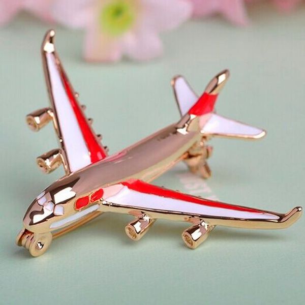 

wholesale- very cute airplane brooch enamel statement punk brooches pins shiny blue red enamel hijab accessories fashion women broaches, Gray