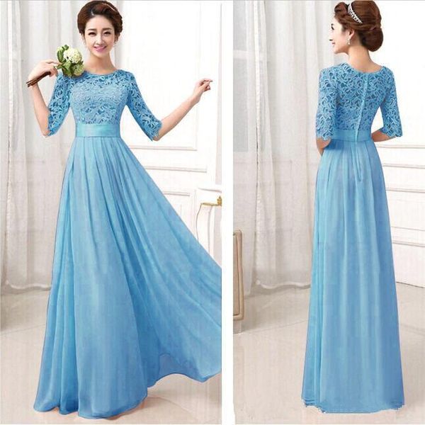 

formal bridesmaid dresses chiffon long maids honor bridesmaids dress with lace pink champagne royal blue gowns 2018 new sleeves 261, White;pink