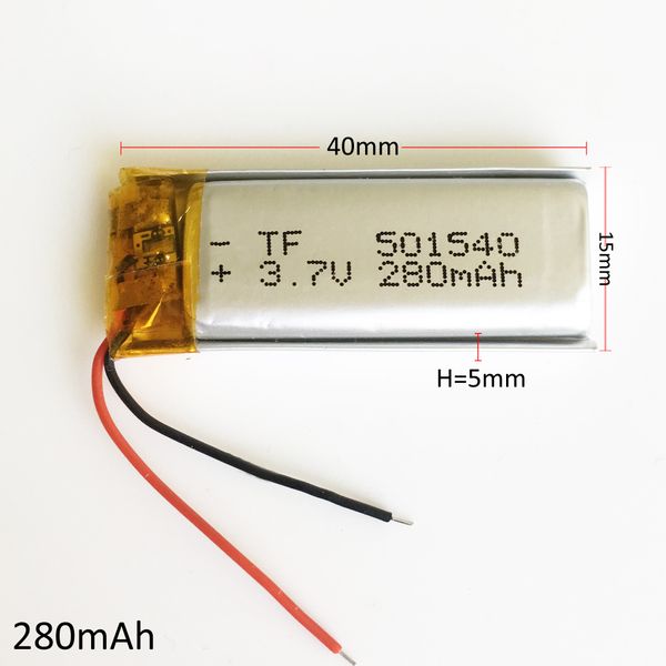 

3.7V 280mAh Li-polymer Rechargeable LiPo Battery 501540 with PCM borad power For mini speaker Mp3 bluetooth GPS DVD Recorder headphone