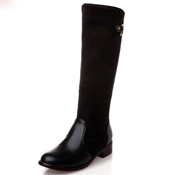 

2017 new size 34-47 knee high boots women fashion long boot winter footwear wedding shoes winter motorcycle boots, Black