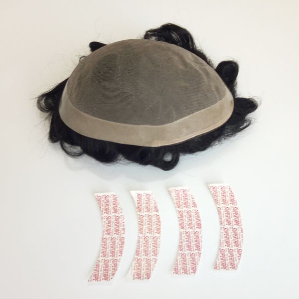 

Лучшая продажа натурального черного цвета toupee с тонким моно и покрытием pu base чело