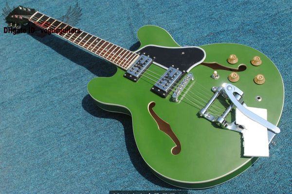 Frete Grátis Alta Qualidade Custom Shop guitarra verde 335 tremolo Oco guitarra elétrica A1234