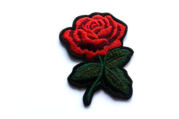 

Rose Flower Clothing Irons Embroidered DIY Patches Motif Applique Children Women DIY Clothes Sticker Wedding Top Patches Iron-on Sew-on Jean