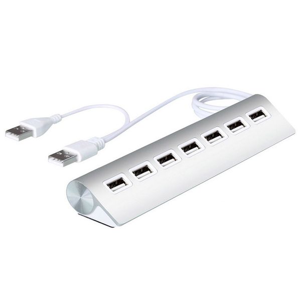 

mini 7 port usb2.0 hub universal portable aluminum alloy hubs double 2.0 usb cable plug adapter for pc lapdeskfactory